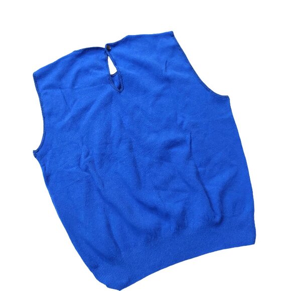 Vintage 1940s-1960s Bright Blue Sleeveless Knit Crewneck Sweater Vest Top Sz XXS - Picture 6 of 6